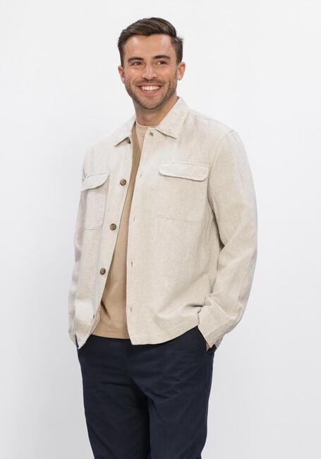 Beige SELECTED MEN Overshirts SLH-LEROY LINEN BLEND OVERSHIRT LS NOOS - large
