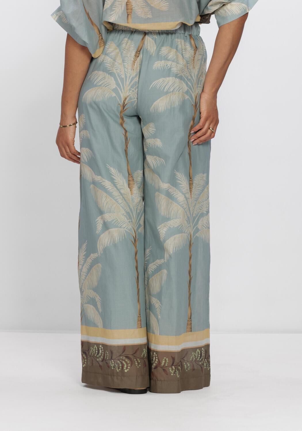 Blaue SUMMUM Hosen TROUSERS PALMTREE PRINT SINGLE BORDER - large