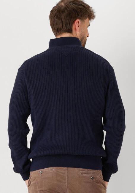 Blaue TOMMY HILFIGER Pullover PIMA ORG CTN CASH STRUCTURE ZIP MOCK - large
