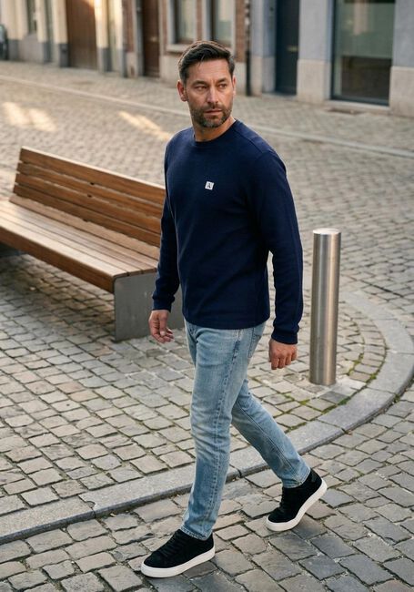 Dunkelblau CALVIN KLEIN Pullover LS WAFFLE BADGE CREWNK TEE - large