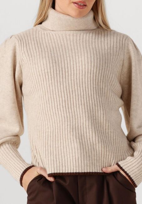 Beige CO'COUTURE Pullover ROW PUFF RIB ROLLNECK - large