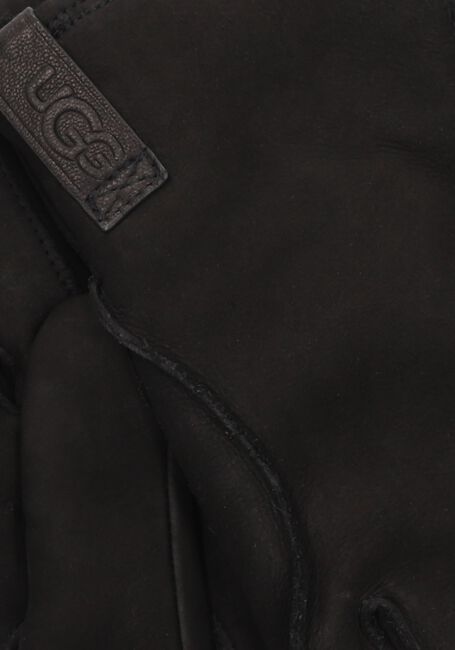 Schwarze UGG Handschuhe LEATHER CLAMSHELL LOGO GLOVE - large