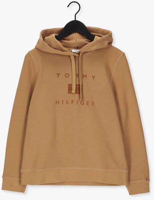 Khaki TOMMY HILFIGER Sweatshirt REGULAR FLOCK HOODIE - large