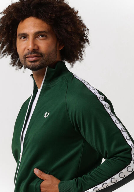 Grüne FRED PERRY Strickjacke TAPED TRACK JACKET - large