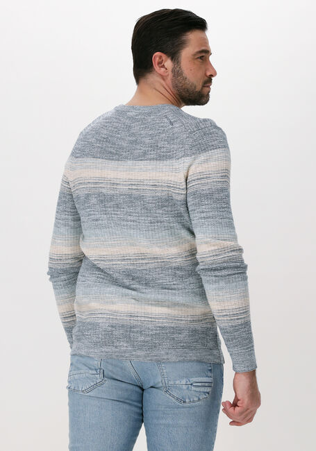 Blaue CAST IRON Pullover R-NECK COTTON SLUB STRIPE - large