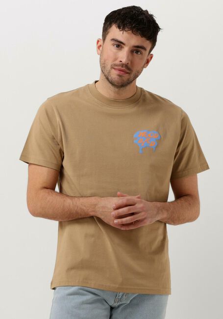 Camelfarbene WOODBIRD T-shirt KALEB OASE TEE - large