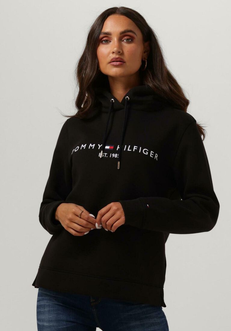 schwarze tommy hilfiger sweatshirt heritage hilfiger hoodie ls