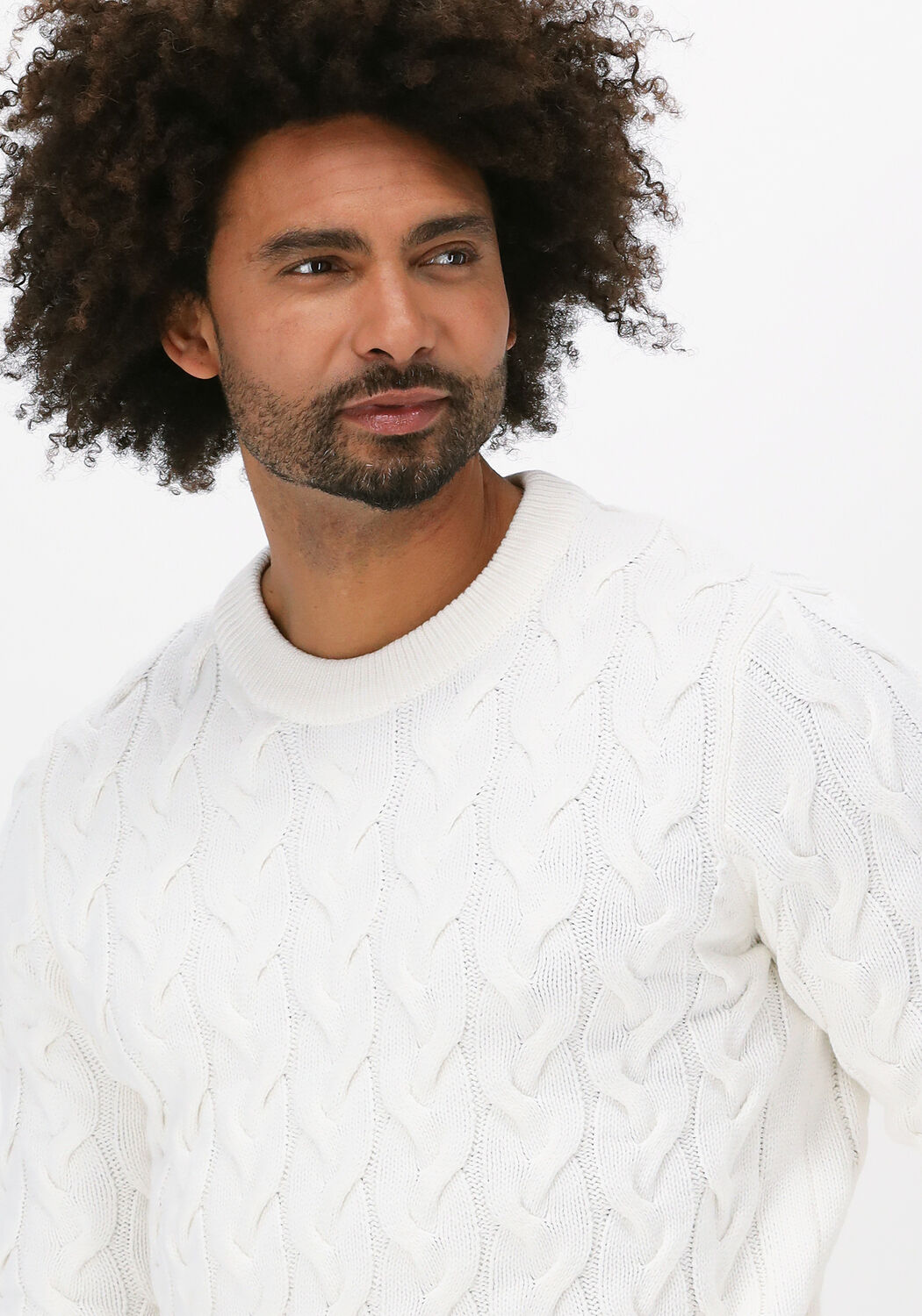 Nicht-gerade weiss SELECTED MEN Pullover SLHRABI LS KNIT CABLE CREW NEC - large