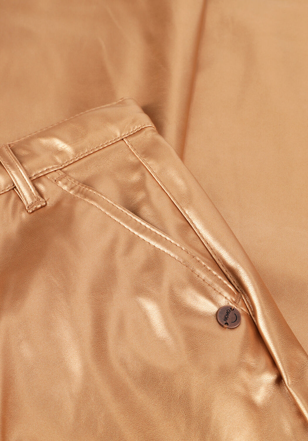 Goldfarbene NONO Weite Hose SIMONA FAKE LEATHER WIDE LEG PANTS - large