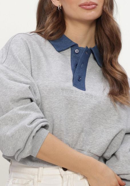 Graue ALIX THE LABEL Sweatshirt LADIES KNITTED POLO SWEATER - large