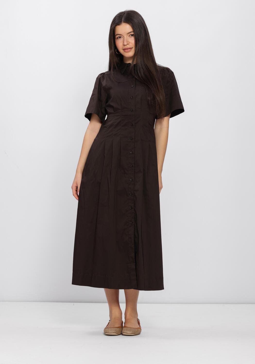 Braune NEO NOIR Kleider BAIA POPLIN DRESS - large