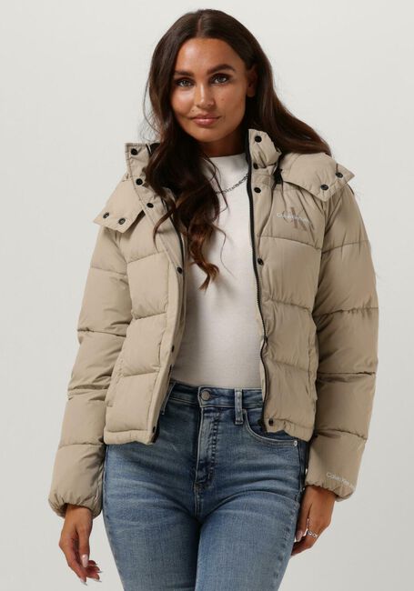 Taupe CALVIN KLEIN Wattierte Jack MONOLOGO NON DOWN SHORT PUFFER - large