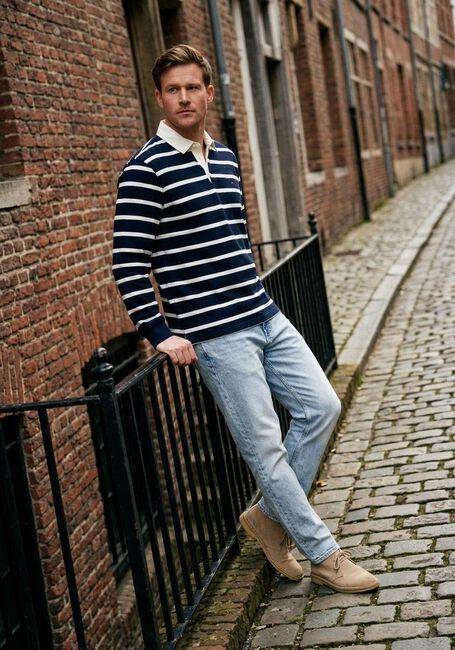 Dunkelblau TOMMY HILFIGER Polo-Shirt ESSENTIAL STRIPED RUGBY - large