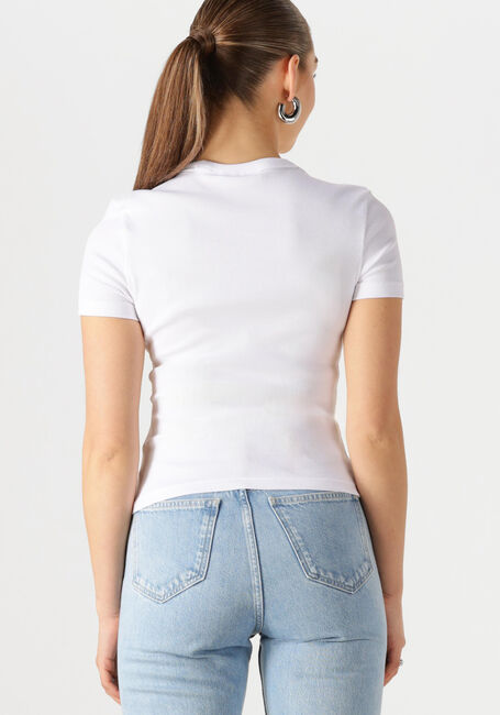Weiße CALVIN KLEIN T-shirt WOVEN LABEL RIB FITTED TEE - large