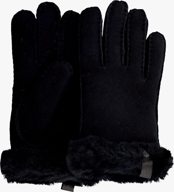 Schwarze UGG Handschuhe SHORTY GLOVE W LEATHER TRIM - large