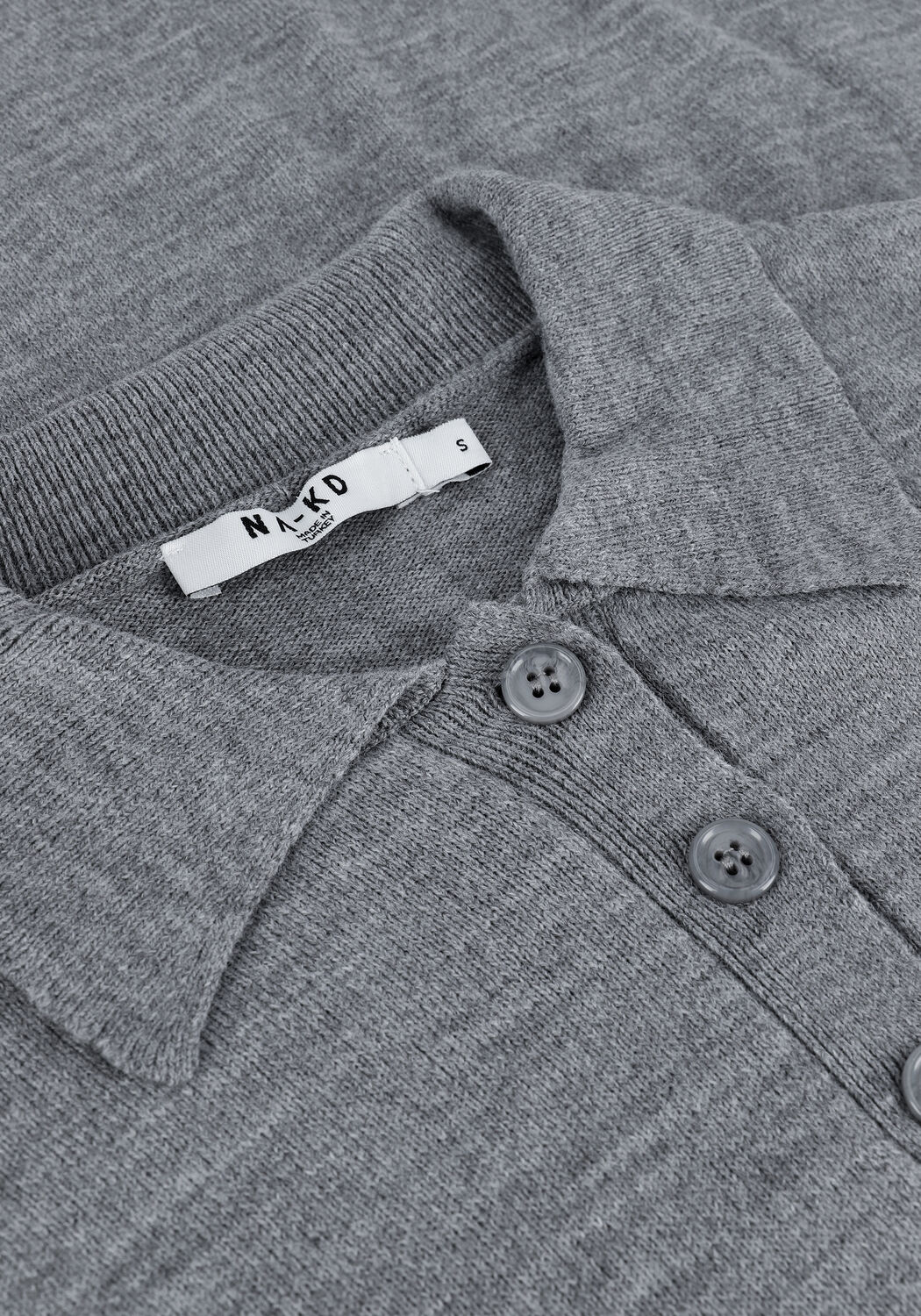 Hellgrau NA-KD Polo-Shirt OVERSIZED POLO NECK SWEATER - large