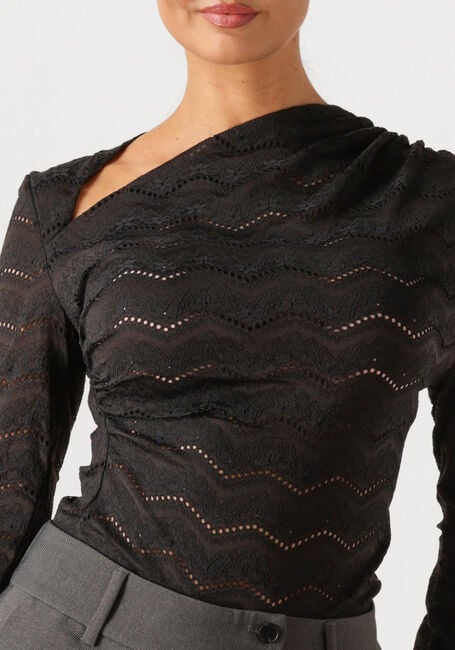 Schwarze HAUTE L'AMITIÉ Blusen LACE DRAPE NECK BLOUSE - large