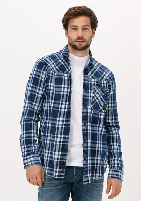 Blaue PME LEGEND Casual-Oberhemd LONG SLEEVE SHIRT INDIGO DENIM - large