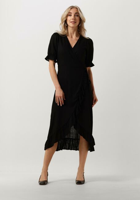 Schwarze OBJECT Midikleid OBJAMMIE S/S WRAP LONG DRESS - large