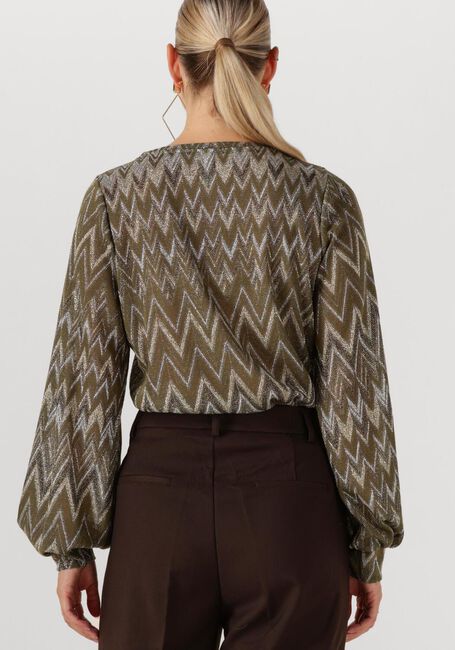 Grüne SUMMUM Top TOP LONG SLEEVE ZIG ZAG LUREX - large