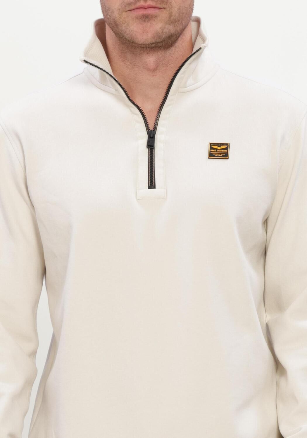 Ecru PME LEGEND Pullover HALF ZIP COLLAR INTERLOCK JERSEY - large