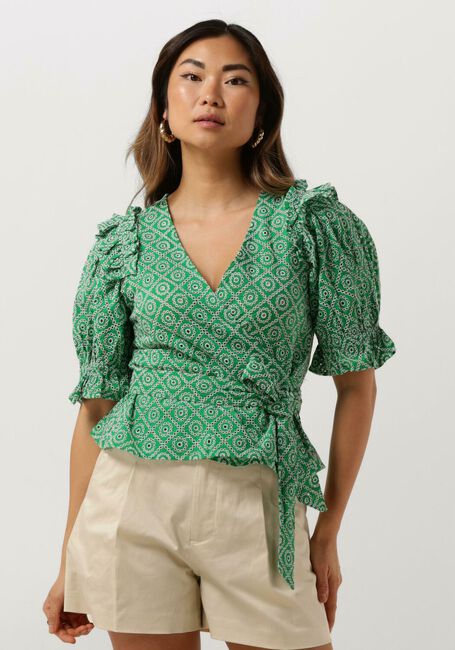 Grüne SCOTCH & SODA Top WRAP TOP WITH BRODERIE ANGLAISE - large