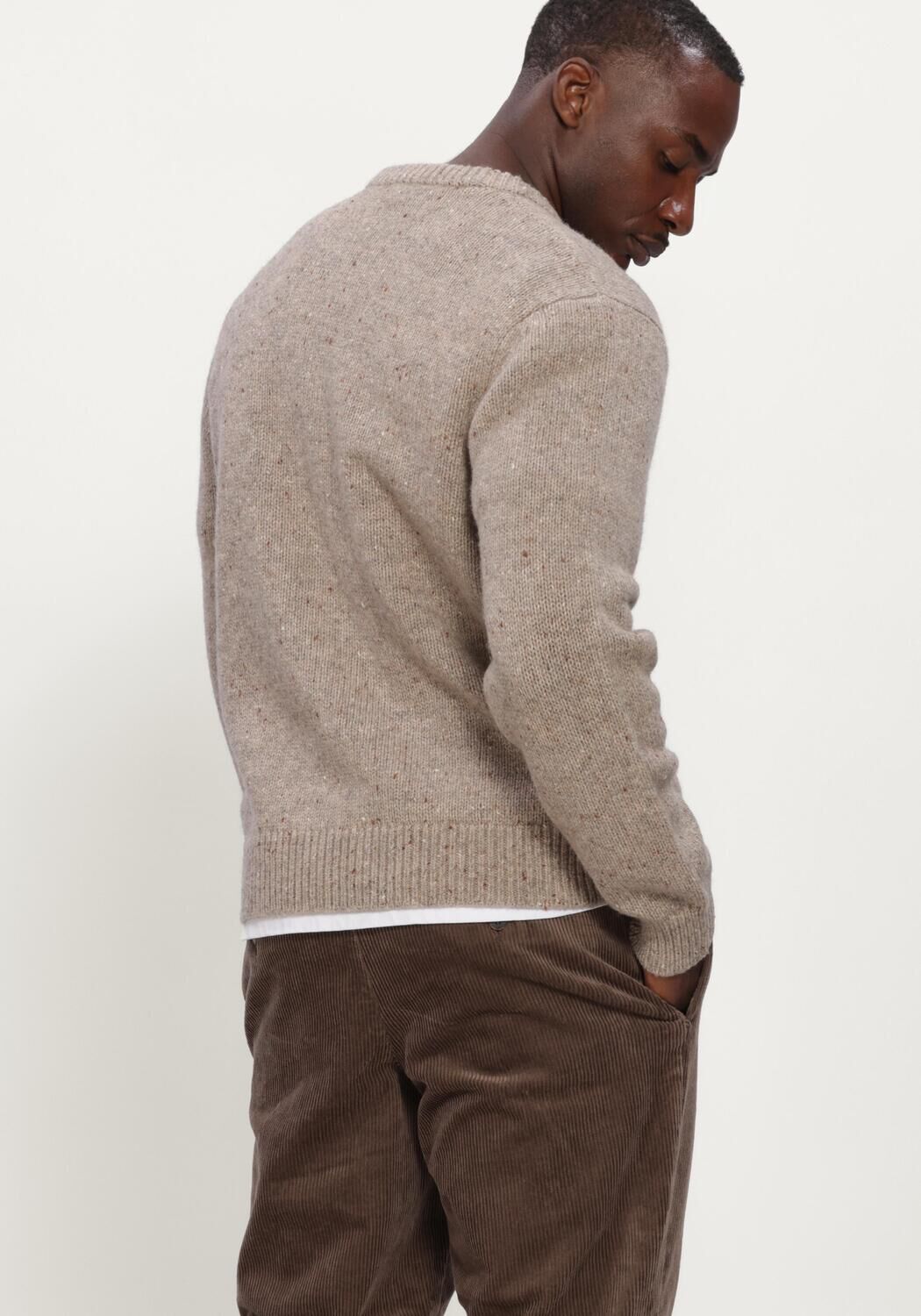 Beige SELECTED MEN Pullover SLHCODY LS KNIT CREW NECK - large