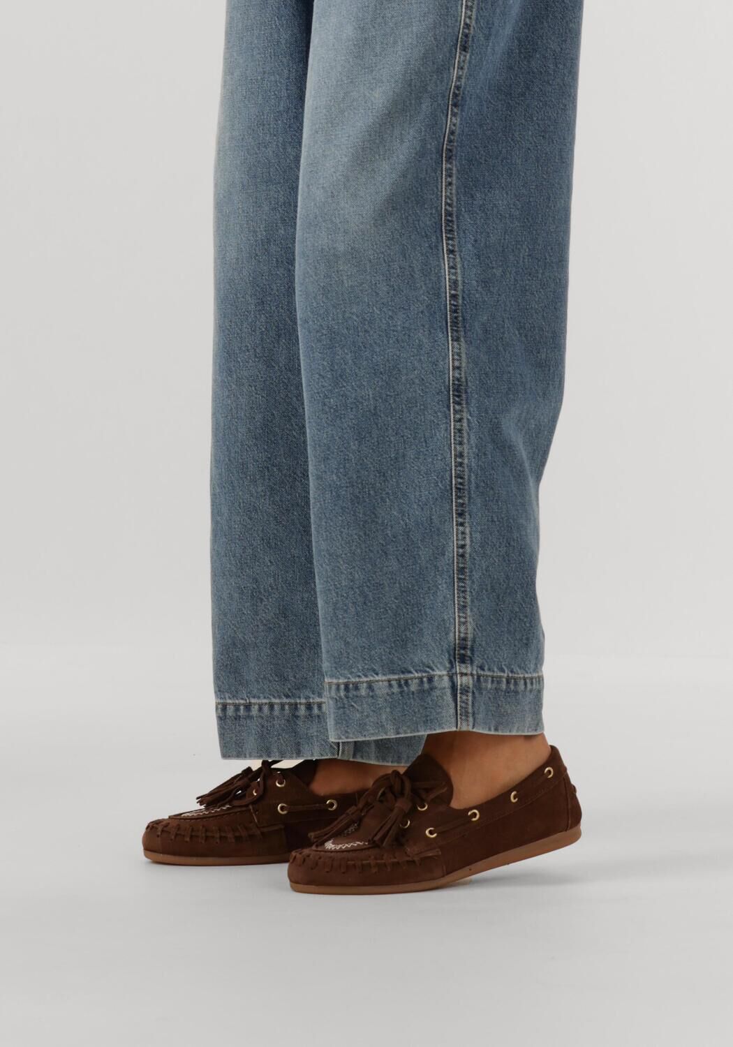 Braune POSA Mokassins BOAT LOAFER FRINGE - large