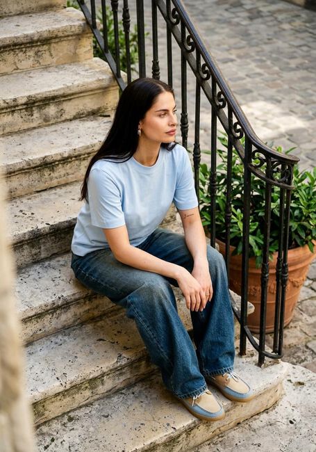 Hellblau SELECTED WOMEN T-shirt SLFESSENTIAL SS BOXY TEE - large