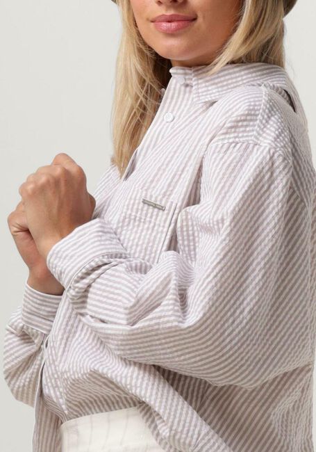 Sand COLOURFUL REBEL Blusen VICKY STRIPED DROPPED SHOULDER BLOUSE - large