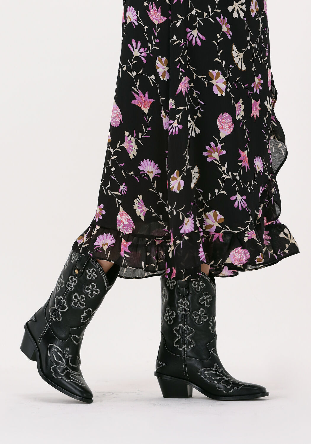 Schwarze FABIENNE CHAPOT Cowboystiefel JOLLY MID HIGH EMBROIDERY BOOT - large