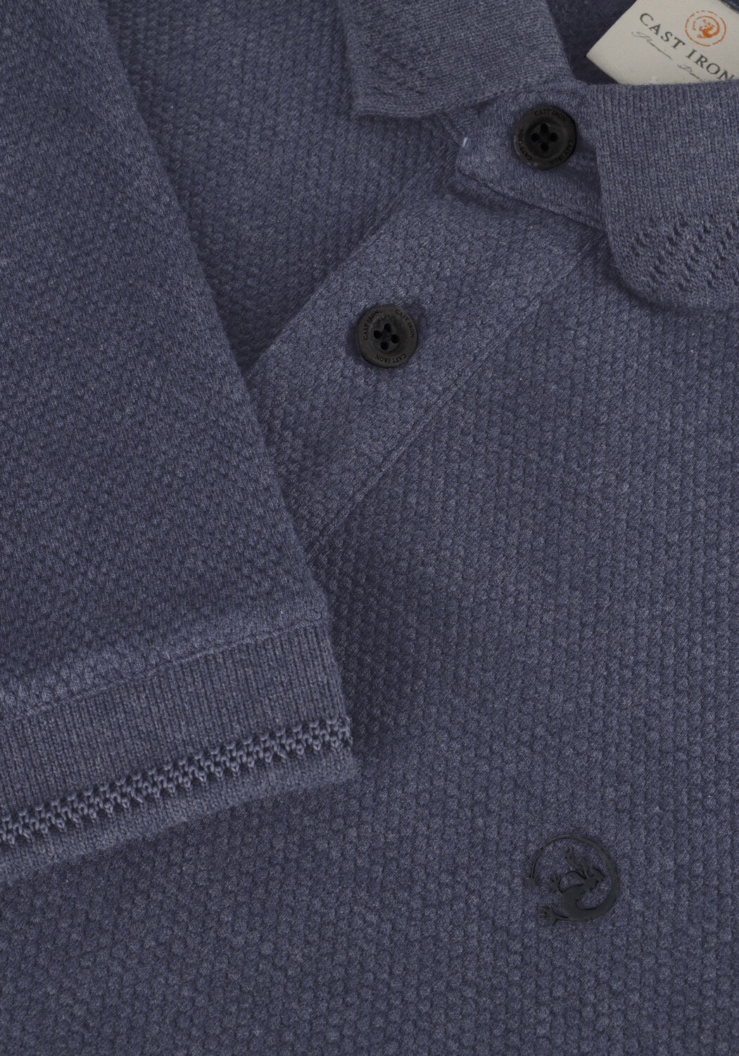 Blaue CAST IRON Polo-Shirt SHORT SLEEVE POLO POPCORN JERSEY MELANGE - large