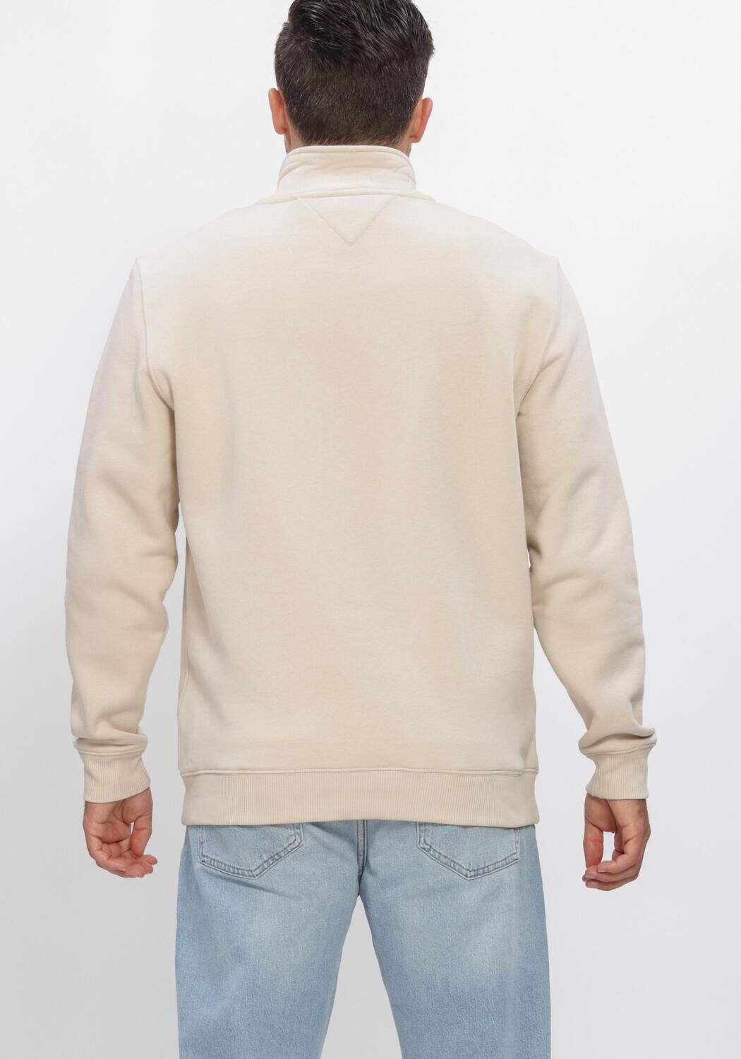 Beige TOMMY JEANS Pullover TJM REG FLEECE 1/4ZIP MOCK NECK - large