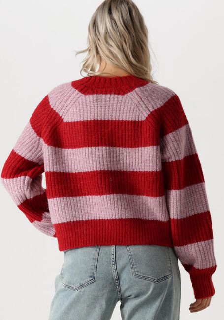 Rote COLOURFUL REBEL Pullover KINZA STRIPED KNITTED SWEATER - large