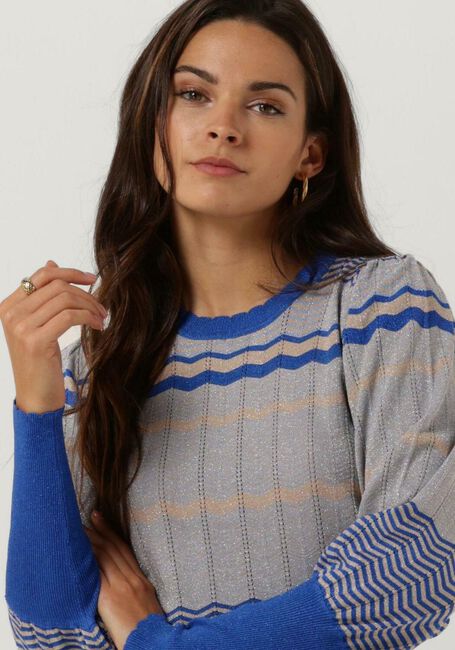 Blaue NEO NOIR Pullover DARY STRIPE KNIT BLOUSE - large