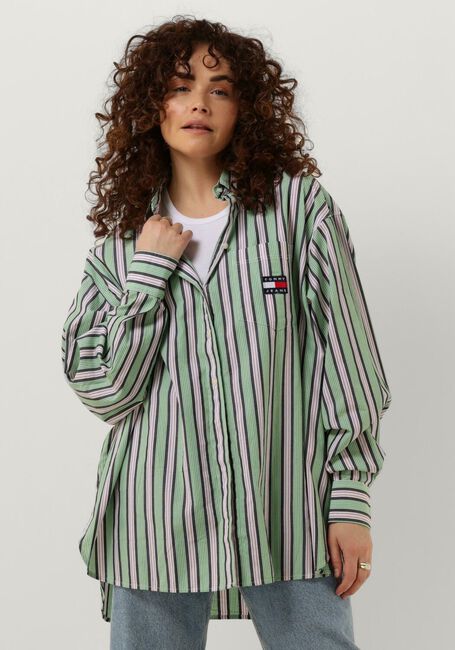 Grüne TOMMY JEANS Blusen TJW ULTRA OVERSIZED STRIPE SHIRT - large
