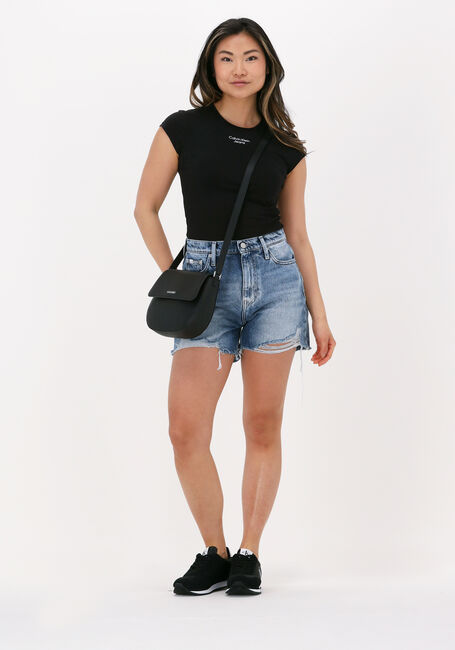 Schwarze CALVIN KLEIN T-shirt STACKED LOGO TIGHT TEE - large