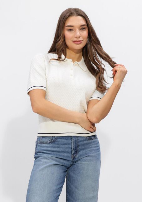 Nicht-gerade weiss CALVIN KLEIN Polo-Shirt SS WOVEN LABEL CROPPED CABLE - large