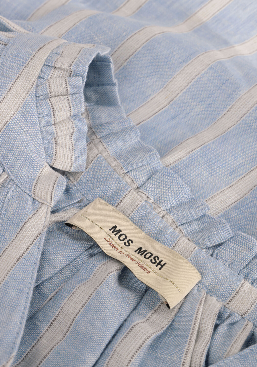 Hellblau MOS MOSH Blusen SAFI STRIPED LINEN SHIRT - large