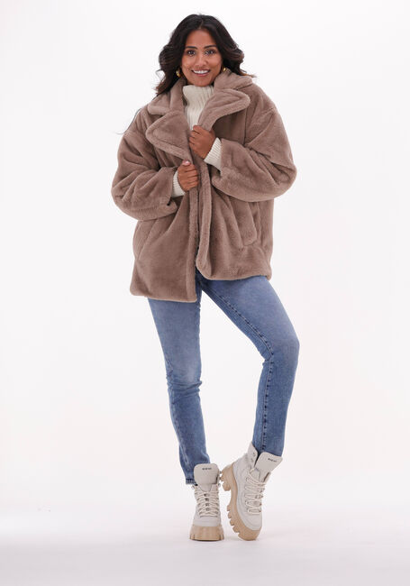Taupe NOTRE-V Fake-Fur-Jack FUR COAT SHORT - large