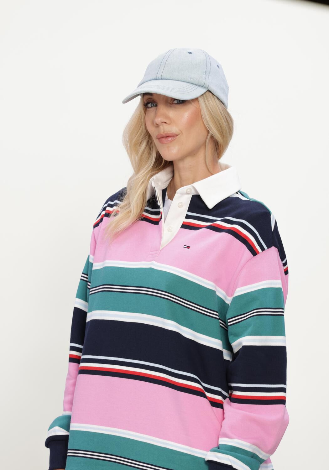 Mehrfarbige/Bunte TOMMY JEANS Pullover TJW RLX MULTI STRIPE RUGBY EXT - large