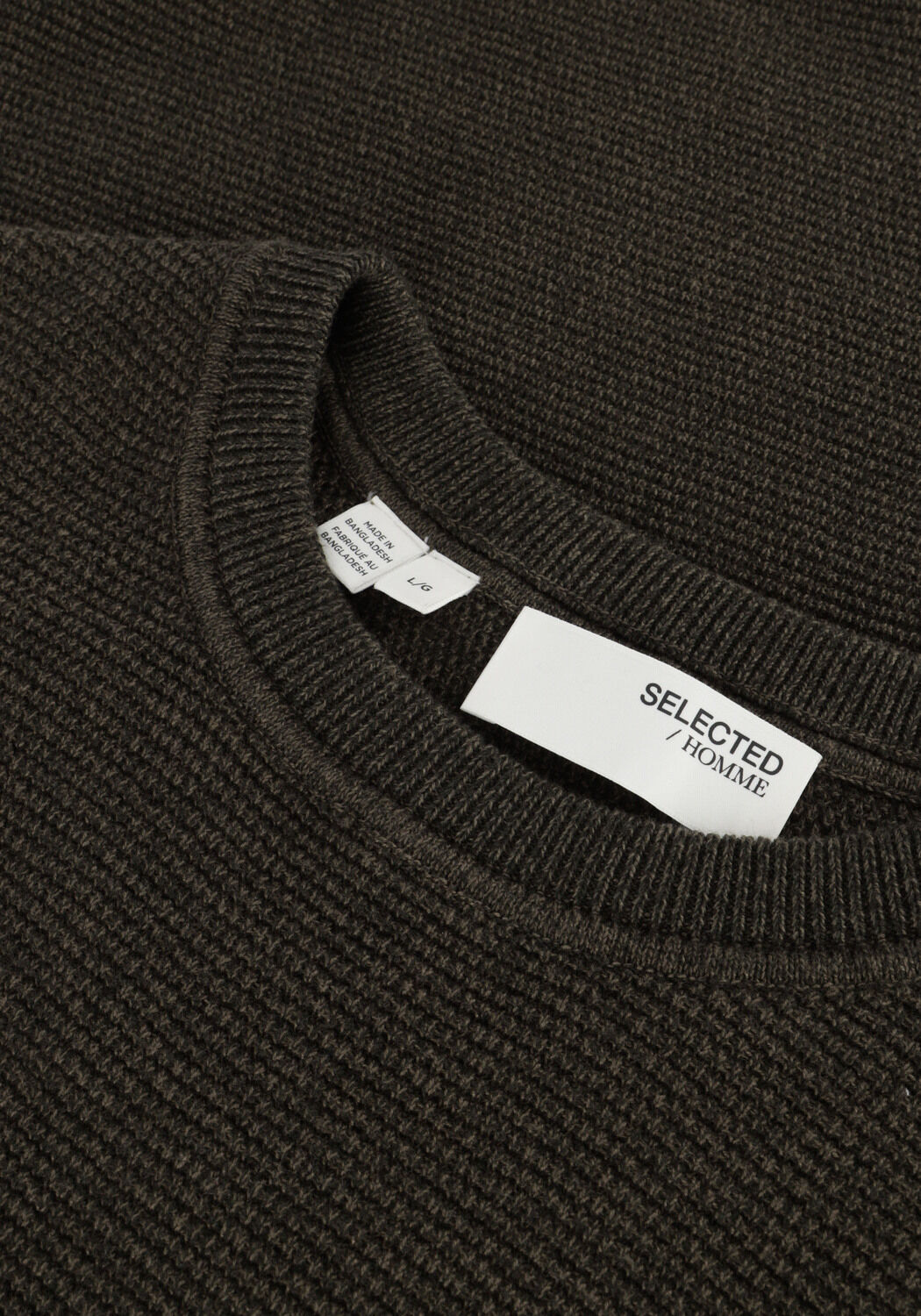 Gr&uuml;ne SELECTED MEN Pullover SLHROSS LS KNIT STRUCTURE CREW NECK NOOS - large