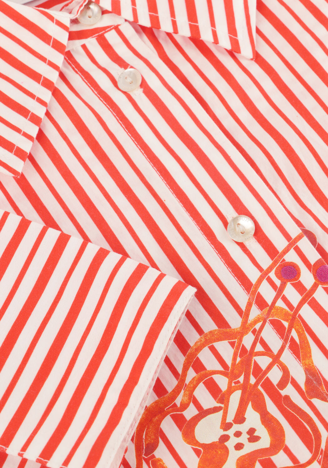 Mehrfarbige/Bunte POM AMSTERDAM Blusen BLOUSE POPLIN STRIPED ORANGE - large