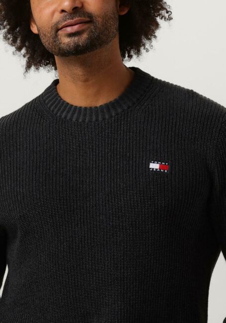 Schwarze TOMMY JEANS Pullover TJM REG TONAL XS BADGE SWEATER - large