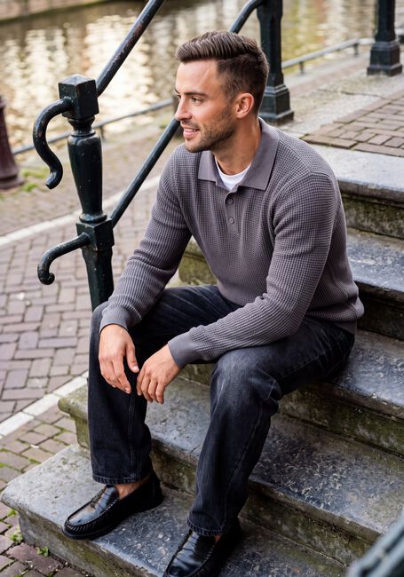 Dunkelgrau JC RAGS Pullover POLO LONG SLEEVE EFE - large