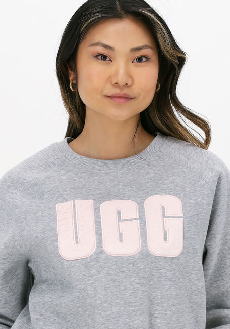 Graue UGG Sweatshirt W MADELINE FUZZY LOGO CREWNECK - large
