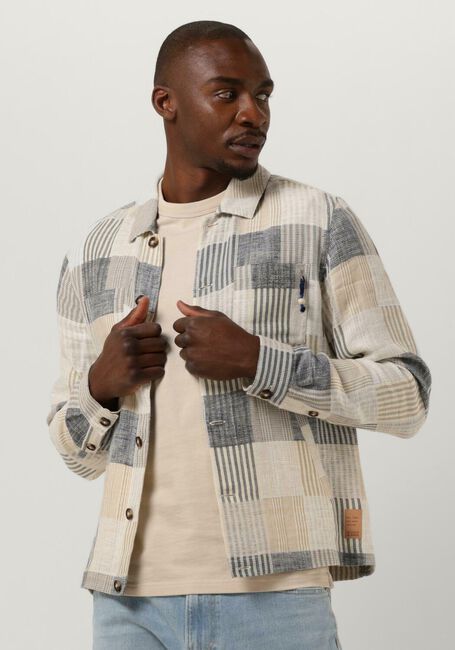 Sand SCOTCH & SODA Overshirt LINEN-BLEND JACQUARD CHECK OVERSHIRT - large