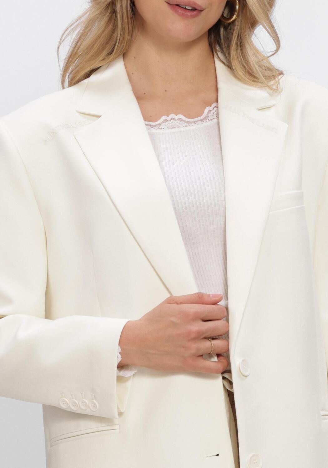 Creme ALIX THE LABEL Blazer LADIES WOVEN FLOWY OVERSIZED BLAZER - large