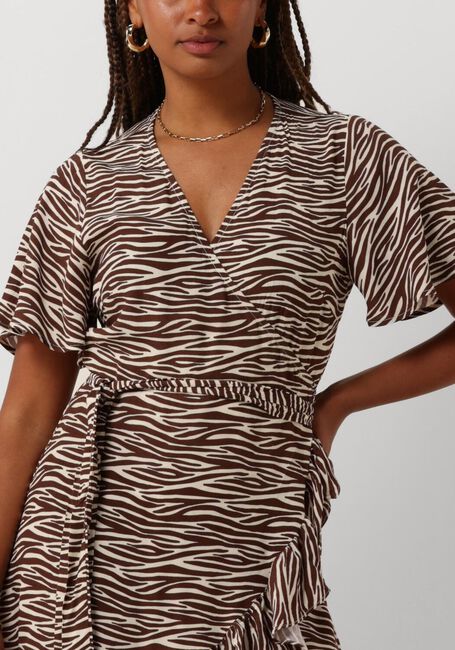 Braune COLOURFUL REBEL Minikleid TELSI ZEBRA WRAP DRESS - large