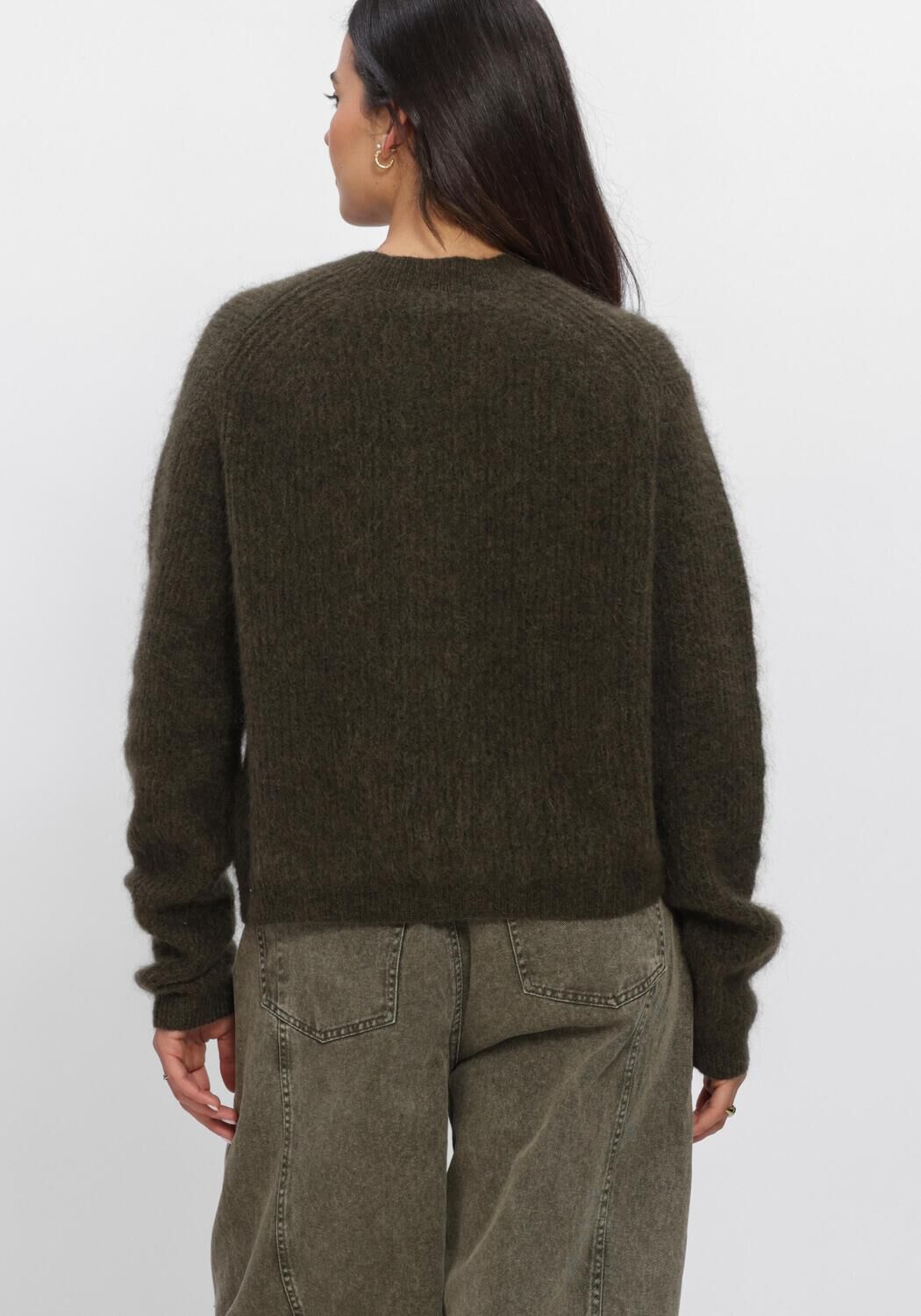 Schwarze SECOND FEMALE Strickjacke ANDREA KNIT RIB LS CARDIGAN - large